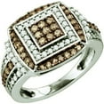 thumbnail image 1 of Dazzlingrock Collection 1.00 Carat (ctw) 10K Round White & Cognac Diamond Ladies Right Hand Fashion Ring 1 CT, White Gold, 1 of 1