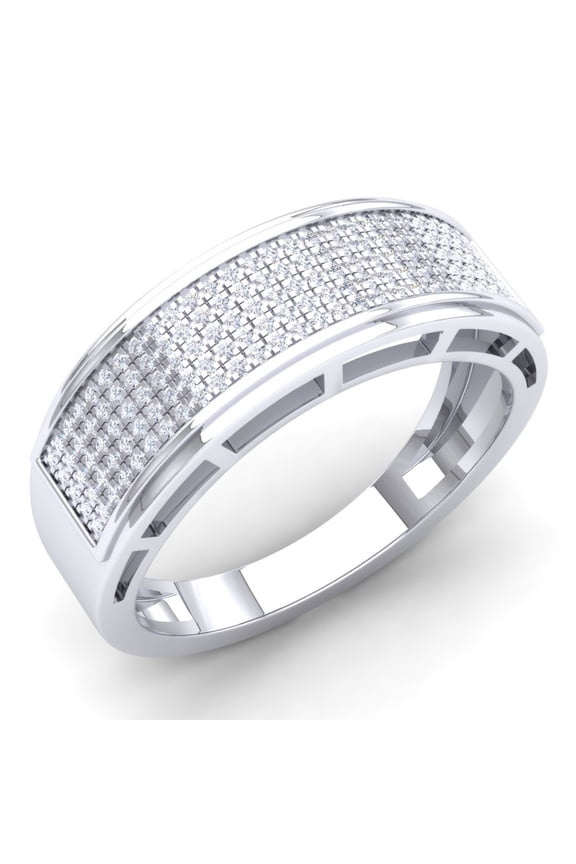 Collection 1.00 Carat (ctw) 10K White Diamond Men's Hip Hop Anniversary Band 1 CT, White Gold, Size 11.5