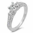 thumbnail image 1 of Dazzlingrock Collection 1.00 Carat (ctw) 10k Princess & Round 3 Stone Diamond Ladies Bridal Engagement Ring 1 CT, White Gold, Size 7, 1 of 7