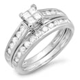 thumbnail image 1 of Dazzlingrock Collection 1.00 Carat (ctw) 10k Princess and Round Diamond Ladies Bridal Engagement Ring Matching Band Set, White Gold, 1 of 1