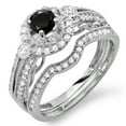thumbnail image 1 of Dazzlingrock Collection 1.00 Carat (ctw) 10k Round Black And White Diamond Halo Bridal Engagement Ring Set, White Gold, Size 7, 1 of 1