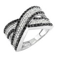 thumbnail image 1 of Dazzlingrock Collection 1.00 Carat (ctw) 10k Round Black & White Diamond Ladies Cocktail Right Hand Ring 1 CT, White Gold, Size 8.5, 1 of 1