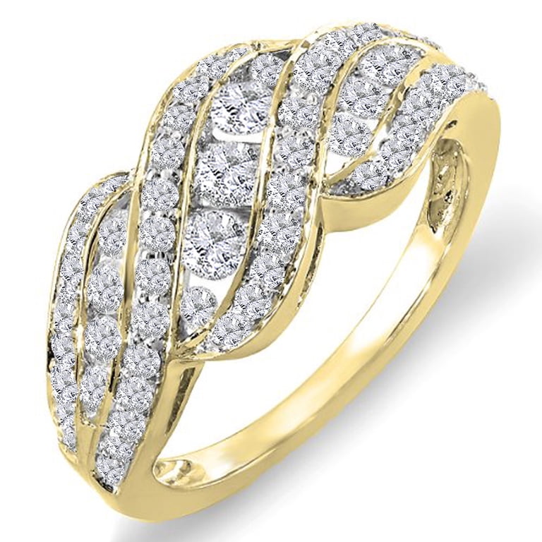 Dazzlingrock Collection 1.00 Carat Lab Grown Diamond Cocktail Ring - 18K Gold, Round Stones, Right Hand Ring