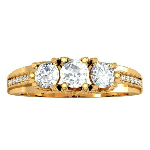 Dazzlingrock Collection 1.00 Carat (ctw) 10k Round Diamond Ladies Vintage Bridal 3 Stone Engagement Ring 1 CT, Yellow Gold, Size 8.5