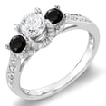 thumbnail image 1 of Dazzlingrock Collection 1.00 Carat (ctw) 10k Round White And Black Diamond 3 Stone Bridal Engagement Ring, White Gold, Size 7.5, 1 of 1