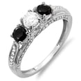 thumbnail image 1 of Dazzlingrock Collection 1.00 Carat (ctw) 10k White & Black Diamond Vintage Bridal 3 Stone Engagement Ring, White Gold, Size 5.5, 1 of 1