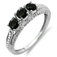 thumbnail image 1 of Dazzlingrock Collection 1.00 Carat (ctw) 10k White & Black Diamond Vintage Bridal 3 Stone Engagement Ring, White Gold, Size 7, 1 of 1