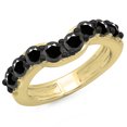thumbnail image 1 of Dazzlingrock Collection 1.00 Carat (ctw) 14K Black Diamond Ladies Anniversary Wedding Matching Band 1 CT, Yellow Gold, Size 4, 1 of 1