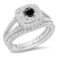 thumbnail image 1 of Dazzlingrock Collection 1.00 Carat (ctw) 14K Black & White Diamond Bridal Halo Engagement Ring Set 1 CT, White Gold, Size 10, 1 of 1
