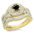 thumbnail image 1 of Dazzlingrock Collection 1.00 Carat (ctw) 14K Black & White Diamond Bridal Halo Engagement Ring Set 1 CT, Yellow Gold, Size 10, 1 of 1