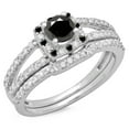 thumbnail image 1 of Dazzlingrock Collection 1.00 Carat (ctw) 14K Black & White Diamond Halo Bridal Engagement Ring Set 1 CT, White Gold, Size 4, 1 of 1