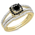 thumbnail image 1 of Dazzlingrock Collection 1.00 Carat (ctw) 14K Black & White Diamond Halo Bridal Engagement Ring Set 1 CT, Yellow Gold, Size 5, 1 of 1
