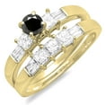 thumbnail image 1 of Dazzlingrock Collection 1.00 Carat (ctw) 14K Black & White Diamond Ladies Bridal Engagement Ring Set 1 CT, Yellow Gold, Size 7.5, 1 of 1