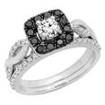 thumbnail image 1 of Dazzlingrock Collection 1.00 Carat (ctw) 14K Black & White Diamond Swirl Bridal Engagement Ring Set 1 CT, White Gold, Size 4.5, 1 of 4