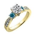 thumbnail image 1 of Dazzlingrock Collection 1.00 Carat (ctw) 14K Blue And White Diamond 3 Stone Bridal Engagement Ring 1 CT, Yellow Gold, Size 4.5, 1 of 1