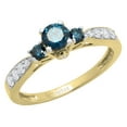thumbnail image 1 of Dazzlingrock Collection 1.00 Carat (ctw) 14K Blue And White Diamond 3 Stone Bridal Engagement Ring 1 CT, Yellow Gold, Size 5.5, 1 of 1