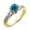thumbnail image 1 of Dazzlingrock Collection 1.00 Carat (ctw) 14K Blue And White Diamond 3 Stone Bridal Engagement Ring 1 CT, Yellow Gold, Size 7, 1 of 1