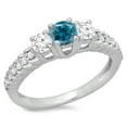 thumbnail image 1 of Dazzlingrock Collection 1.00 Carat (ctw) 14K Blue & White Diamond Bridal 3 Stone Engagement Ring 1 CT, White Gold, Size 5.5, 1 of 1