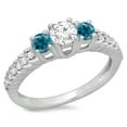 thumbnail image 1 of Dazzlingrock Collection 1.00 Carat (ctw) 14K Blue & White Diamond Bridal 3 Stone Engagement Ring 1 CT, White Gold, Size 8.5, 1 of 1