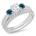thumbnail image 1 of Dazzlingrock Collection 1.00 Carat (ctw) 14K Blue & White Diamond Bridal 3 Stone Engagement Ring Set 1 CT, White Gold, Size 9, 1 of 1