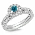 thumbnail image 1 of Dazzlingrock Collection 1.00 Carat (ctw) 14K Blue & White Diamond Bridal Halo Engagement Ring Set 1 CT, White Gold, Size 6, 1 of 1