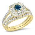 thumbnail image 1 of Dazzlingrock Collection 1.00 Carat (ctw) 14K Blue & White Diamond Bridal Halo Engagement Ring Set 1 CT, Yellow Gold, Size 9.5, 1 of 1