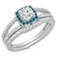 thumbnail image 1 of Dazzlingrock Collection 1.00 Carat (ctw) 14K Blue & White Diamond Halo Bridal Engagement Ring Set 1 CT, White Gold, Size 10, 1 of 1