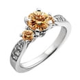 thumbnail image 1 of Dazzlingrock Collection 1.00 Carat (ctw) 14K Champagne And White Diamond 3 Stone Engagement Ring 1 CT, White Gold, Size 4, 1 of 1