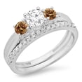 thumbnail image 1 of Dazzlingrock Collection 1.00 Carat (ctw) 14K Champagne & White Diamond 3 Stone Engagement Ring Set 1 CT, White Gold, Size 6, 1 of 1