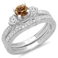 thumbnail image 1 of Dazzlingrock Collection 1.00 Carat (ctw) 14K Champagne & White Diamond 3 Stone Engagement Ring Set 1 CT, White Gold, Size 8.5, 1 of 1