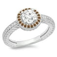 thumbnail image 1 of Dazzlingrock Collection 1.00 Carat (ctw) 14K Champagne & White Diamond Bridal Halo Engagement Ring 1 CT, White Gold, Size 10, 1 of 1