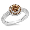 thumbnail image 1 of Dazzlingrock Collection 1.00 Carat (ctw) 14K Champagne & White Diamond Bridal Halo Engagement Ring 1 CT, White Gold, Size 8, 1 of 1
