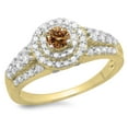 thumbnail image 1 of Dazzlingrock Collection 1.00 Carat (ctw) 14K Champagne & White Diamond Bridal Halo Engagement Ring 1 CT, Yellow Gold, Size 6.5, 1 of 1