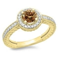 thumbnail image 1 of Dazzlingrock Collection 1.00 Carat (ctw) 14K Champagne & White Diamond Bridal Halo Engagement Ring 1 CT, Yellow Gold, Size 7.5, 1 of 1