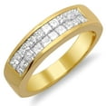 thumbnail image 1 of Dazzlingrock Collection 1.00 Carat (ctw) 14K Ladies Princess Shape Invisible Set Double Row Wedding Band Anniversary Ring 1 CT, Yellow Gold, Size 5, 1 of 1