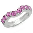 thumbnail image 1 of Dazzlingrock Collection 1.00 Carat (ctw) 14K Pink Sapphire Ladies Anniversary Wedding Matching Band 1 CT, White Gold, Size 6, 1 of 1