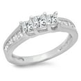thumbnail image 1 of Dazzlingrock Collection 1.00 Carat (ctw) 14K Princess Diamond Ladies Bridal 3 Stone Engagement Ring 1 CT, White Gold, Size 5.5, 1 of 1