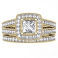 thumbnail image 1 of Dazzlingrock Collection 1.00 Carat (ctw) 14K Princess & Round Cut Diamond Halo Engagement Ring Set 1 CT, Yellow Gold, Size 8, 1 of 1