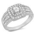 thumbnail image 1 of Dazzlingrock Collection 1.00 Carat (ctw) 14K Princess & Round Diamond Bridal Halo Engagement Ring 1 CT, White Gold, Size 8, 1 of 4