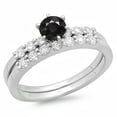 thumbnail image 1 of Dazzlingrock Collection 1.00 Carat (ctw) 14K Round Black & White Diamond Bridal Engagement Ring Set 1 CT, White Gold, Size 5, 1 of 1