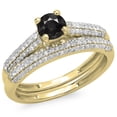 thumbnail image 1 of Dazzlingrock Collection 1.00 Carat (ctw) 14K Round Black & White Diamond Bridal Engagement Ring Set 1 CT, Yellow Gold, Size 8, 1 of 1
