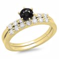thumbnail image 1 of Dazzlingrock Collection 1.00 Carat (ctw) 14K Round Black & White Diamond Bridal Engagement Ring Set 1 CT, Yellow Gold, Size 8, 1 of 1