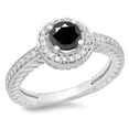 thumbnail image 1 of Dazzlingrock Collection 1.00 Carat (ctw) 14K Round Black & White Diamond Bridal Halo Engagement Ring 1 CT, White Gold, Size 6, 1 of 1