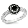thumbnail image 1 of Dazzlingrock Collection 1.00 Carat (ctw) 14K Round Black & White Diamond Bridal Halo Engagement Ring 1 CT, White Gold, Size 7.5, 1 of 1