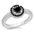 thumbnail image 1 of Dazzlingrock Collection 1.00 Carat (ctw) 14K Round Black & White Diamond Bridal Halo Engagement Ring 1 CT, White Gold, Size 7, 1 of 1