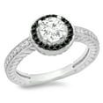 thumbnail image 1 of Dazzlingrock Collection 1.00 Carat (ctw) 14K Round Black & White Diamond Bridal Halo Engagement Ring 1 CT, White Gold, Size 8.5, 1 of 1
