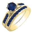 thumbnail image 1 of Dazzlingrock Collection 1.00 Carat (ctw) 14K Round Blue Sapphire Ladies Bridal Engagement Ring Set 1 CT, Yellow Gold, Size 8.5, 1 of 6