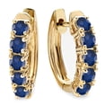 thumbnail image 1 of Dazzlingrock Collection 1.00 Carat (ctw) 14K Round Blue Sapphire Ladies Huggies Hoop Earrings 1 CT, Yellow Gold, 1 of 5