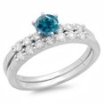 thumbnail image 1 of Dazzlingrock Collection 1.00 Carat (ctw) 14K Round Blue & White Diamond Bridal Engagement Ring Set 1 CT, White Gold, Size 5.5, 1 of 1