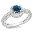 thumbnail image 1 of Dazzlingrock Collection 1.00 Carat (ctw) 14K Round Blue & White Diamond Bridal Halo Engagement Ring 1 CT, White Gold, Size 10, 1 of 1